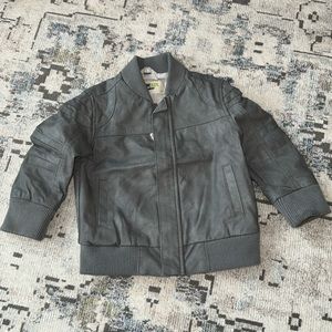 OSHKOSH GENUINE KIDS grey faux leather zip up coat